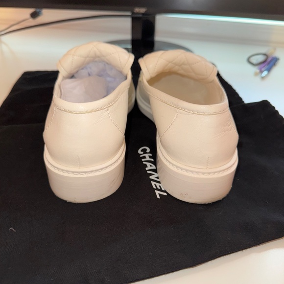 Chanel CC Turnlock Loafers (White with Silver Hardware) - Picture 4 of 6